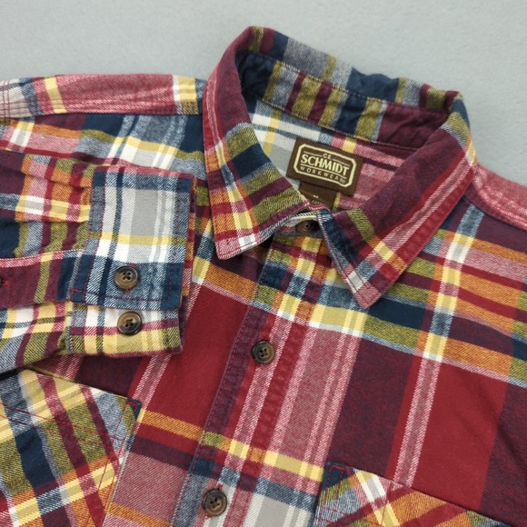 C.E. Schmidt Workwear Mens Medium Flannel Plaid Button Down Shirt Heavyweight - Picture 1 of 10